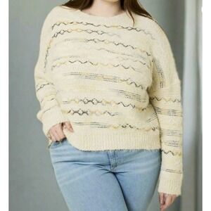 GILLI Women's‎ Cream Textured Knit Sweater Size M Geometric